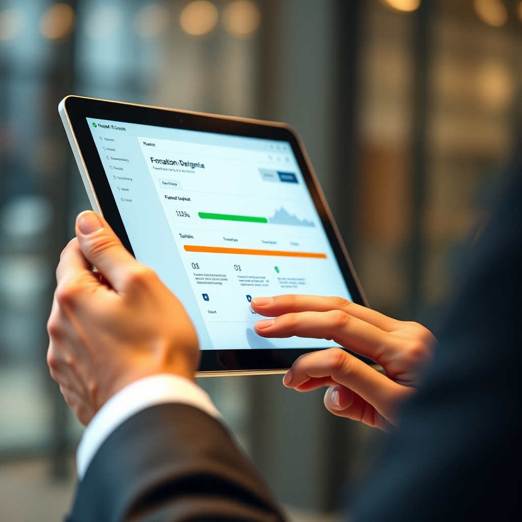 Business professional using a SaaS platform for automatisation devis facture to streamline billing processes efficiently