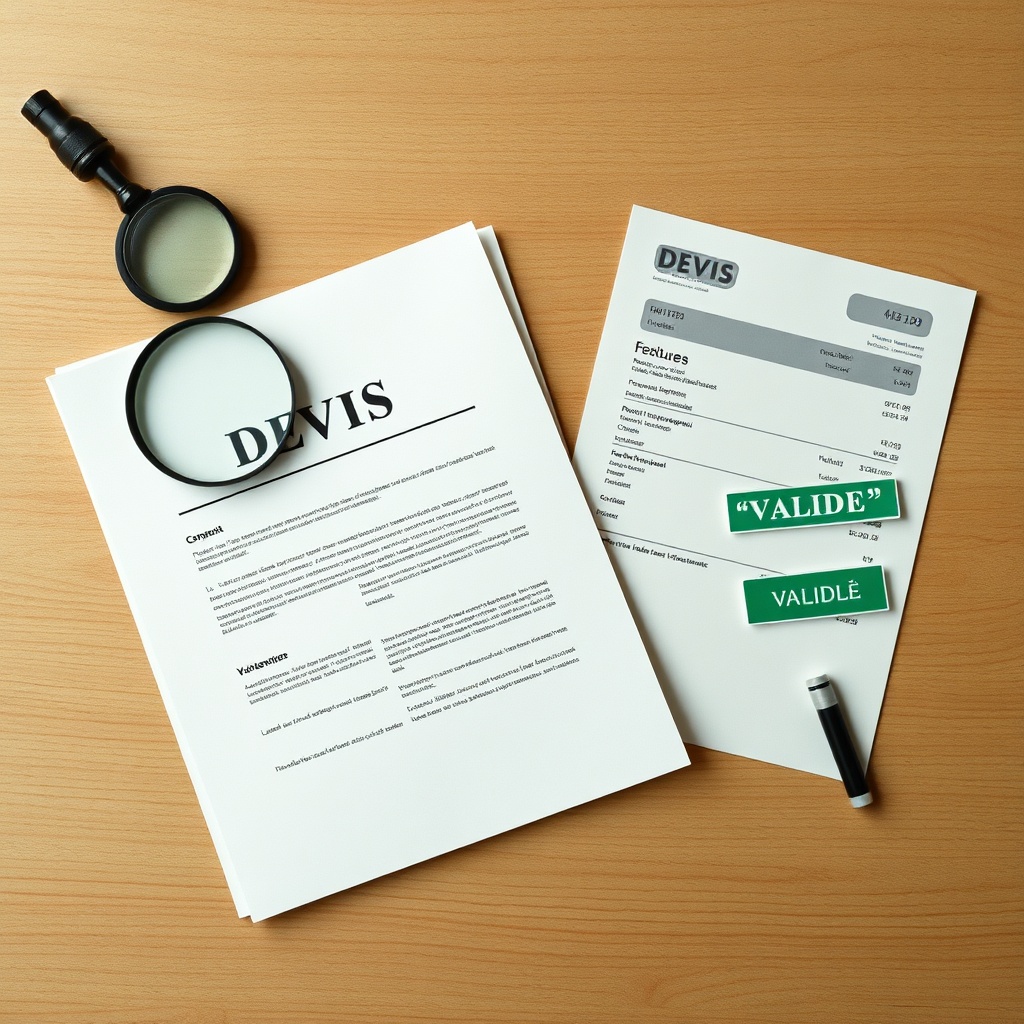 Illustration pédagogique sur la gestion devis auto-entrepreneur, comparant clairement le devis et la facture pour garantir la conformité légale et éviter les litiges.