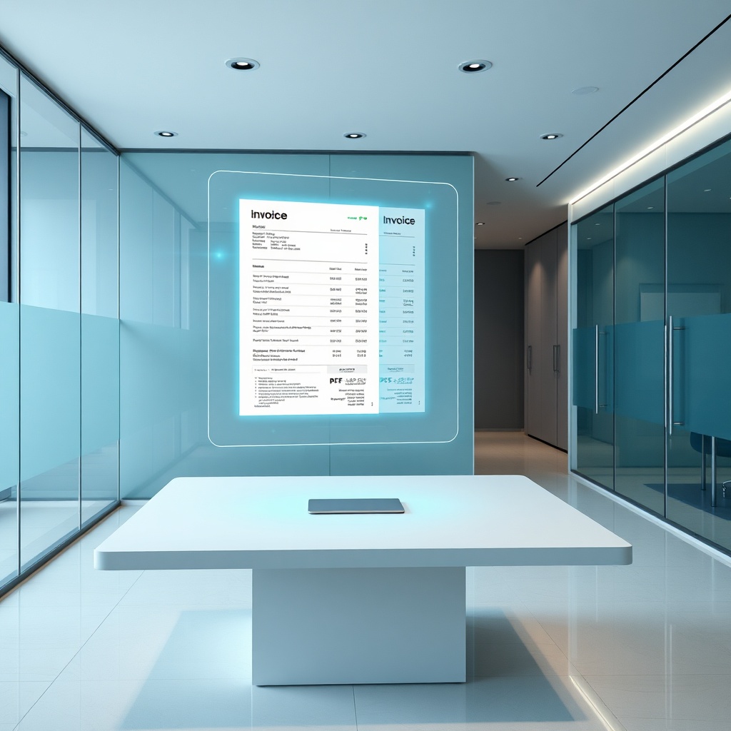 Modern corporate environment illustrating mandatory facturation électronique workflows, featuring structured digital invoices transitioning through secure cloud platforms for seamless B2B compliance and tax transparency.
