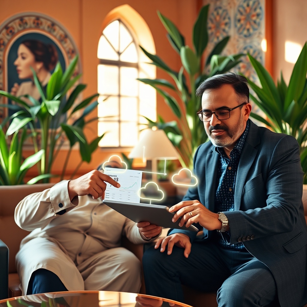 Un expert-comptable marocain accompagne un indépendant dans l'adoption de la solution QuickBooks Cloud Maroc, garantissant la migration sécurisée et la conformité aux normes TVA et IS locales.